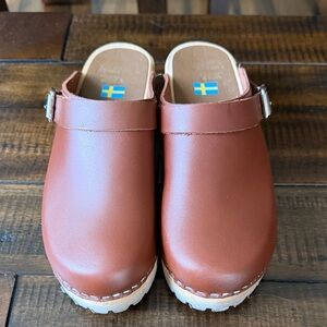 MIA Brown Leather Clogs